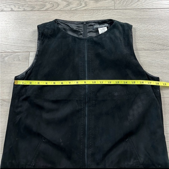 Dolce & Gabbana Black Suede Crew Neck Knee Length Dress - Picture 10 of 13